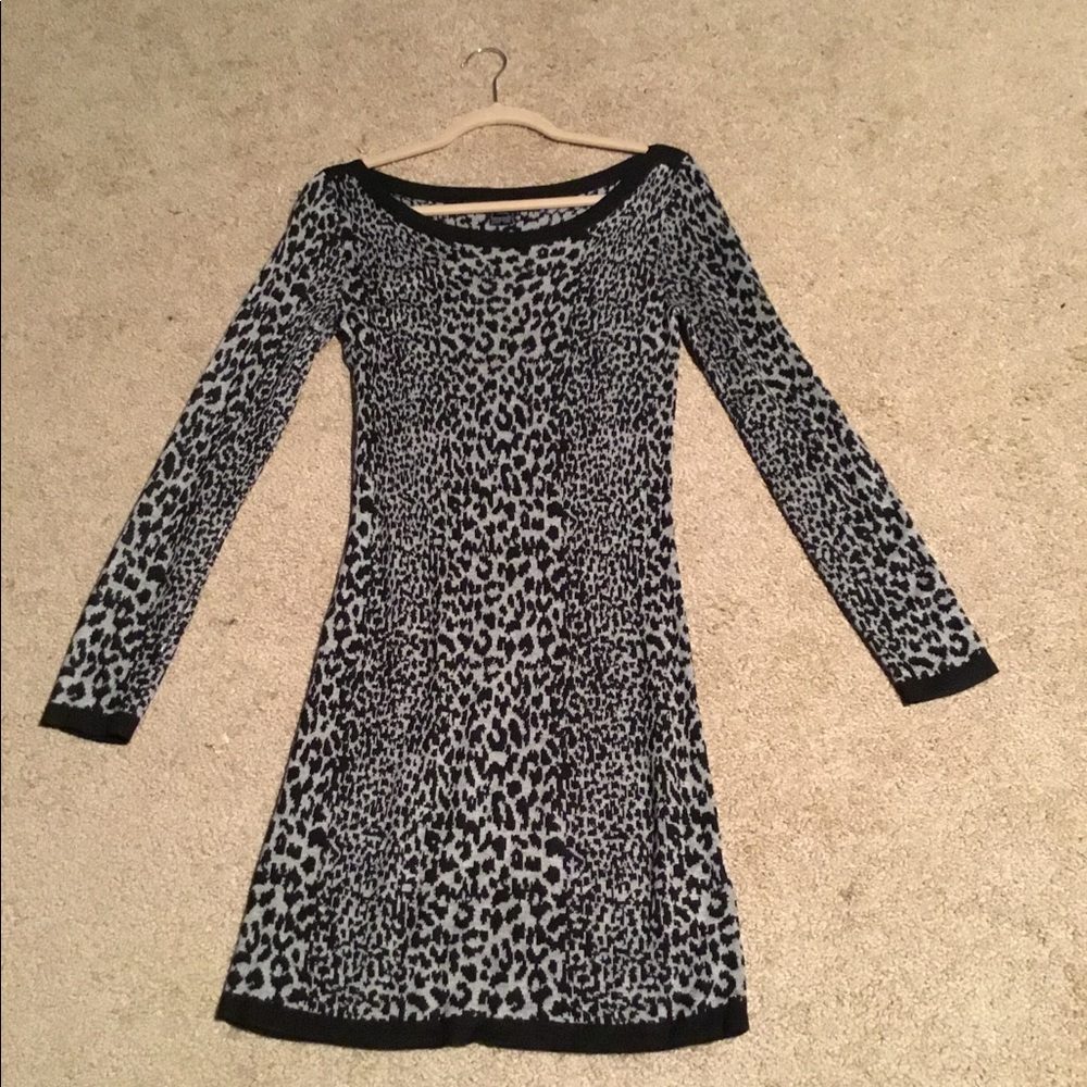 Black and Gray off shoulder leopard sweater